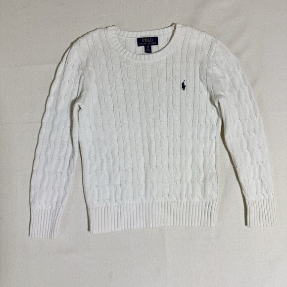 Polo Ralph Lauren Kids Girls Ivory Cableknit Sweater Size Small(8) - Picture 1 of 8